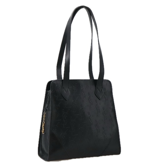 SAINT LAURENT Shoulder Bag PVCCanvas Black Gold Auth yk15945 - Picture 1 of 16